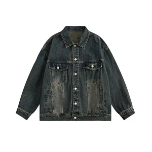 Winter Clothing New Design Blue Men's Jacket Oversize Vintage Coats Button Denim Pocket Jacket for Men