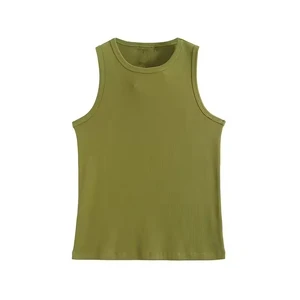 Women's Comfortable Soft Summer Sleepwear Wholesale Ladies Camisoles Vest with Lace Embroidery Seamless Knitted Solid Pattern