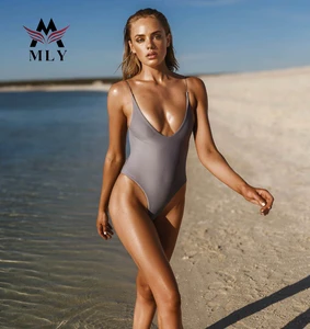 MLY Custom 2025 Bathing Suit Glittering High-cut Sexy Swimsuits One Piece Women Swimwear Beachwear Deep V Thong Bikini