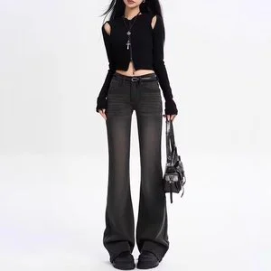 Women's 2026 Spring New American Retro Flared Jeans Breathable High-Waist Loose Fit Casual Denim Style