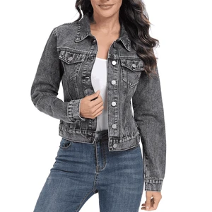 High Quality Ladies Womens Denim Jacket Casual Ripped Distressed Jeans With Hood Blue Women's Jackets Denim Shirts Wholesale