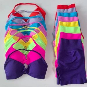 TZ-125 Women's Workout Sets 2 Piece Yoga Outfit High Waisted Biker Shorts Sports Bra Gym Fitness Clothes Plus Size Yoga Sets