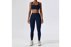 Custom Logo Solid Pattern Women Fitness Legging Yoga Set High Performance Activewear Breathable for Material V-Shaped Waist