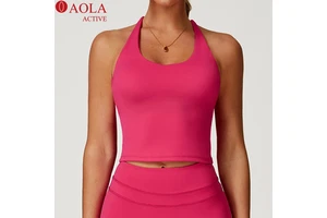 Women's Cross-Back Sports Yoga Tank Top Square Collar Sleeveless Quick Dry Eco-Friendly Breathable Front Logo Spandex/Nylon Gym