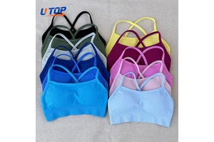 Wholesale Custom Women's Seamless Quick Drying Sports Fitness Bra Solid Pattern High Support Lightweight Breathable Yoga Bra
