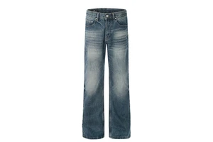Vintage Blue Fashion Slightly Slimming Men Flare Jeans Stone Wash Designer to Do Old Straight Leg Blue Men's Jeans