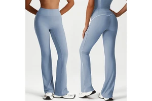 High Waist Hip Lift Contrast Color Bell-bottom Pants Nude Feel Slimming Wide Leg Pants Sports Fitness Yoga Bootcut Pants