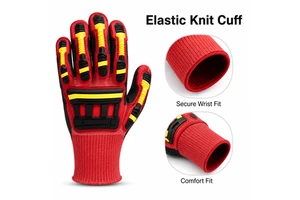 Professional TPR Anti-Impact Gloves Cut Resistant ANSI A3 Nitrile Coated Breathable Textured Knit Wrist Anti-Vibration for