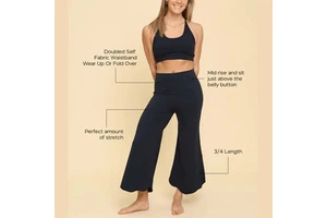 Custom Logo Women High Quality Natural Active Gym Wear High Waisted Bottoms No Front Seam Solid Breathable 3/4 Flare Yoga Pants