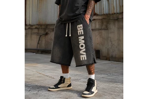 Custom Hip Hop Diamonds Rivets Distressed Acid Wash Three Quarters Y2k Rhinestone Knee-length 3/4 Sweat Shorts For Men