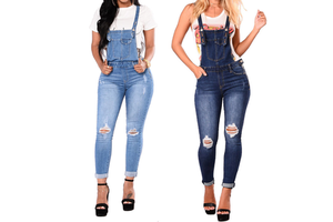 Blue Team | Custom Plus Size Women's Cargo Pants One Piece Belt Overalls for Women Zipper Pants Casual Denim Rompers Pants
