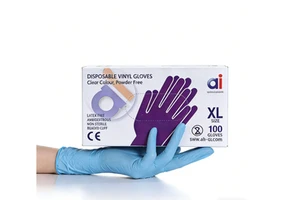 100 PCS/Box Powder-Free Blue Nitrile Examination Gloves Food Grade Disposable Safety Gloves for Restaurant Household Use