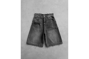 Men's Baggy Jeans Shorts Wide Leg Denim Shorts Loose Fit Jorts Y2K Hip Hop Long Denim Shorts Grunge Clothes Streetwear
