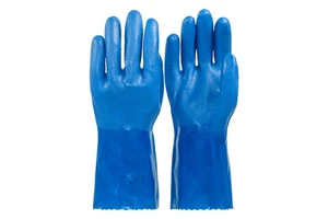 SONICE Industrial Heavy Duty Safety Gloves Blue PVC/Nitrile Smooth Palm Waterproof Oil Heat Resistant CE EN388 Certified