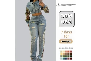 Custom 2025 Fashion Design Stretch Slim-fit Print Casual Short Denim Coats Jacket Woman Denim Top Denim Suit for Women