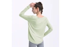 Custom Logo Workout Tops Quick Dry Breathable Loose Casual SportsTops Long Sleeve Thumb Hole Fitness T-Shirt Yoga Top for Women