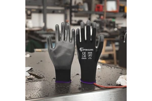 EN388 Nylon Knitted Black PU Coated Gloves General Purpose Safety Work Gloves