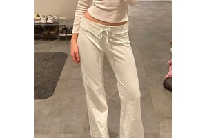 Women's Pure Color Breathable Eco-Friendly Spandex/Polyester Knit Pants-Mid Rise Regular Fit Straight Leg Casual Autumn Trousers