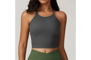 New Style Woman Yoga Gym Vest Custom logo High Elastic Breathable Sleeveless Ribbed Sports Tops Fitness Casual Yoga Tops