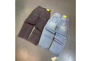 Custom Designer Y2K High Street Boys Loose Acid Wash Vintage Denim Pant Baggy Plus Size Men's Jeans Autumn Summer Spring