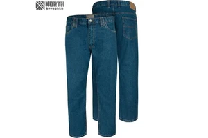 Men 2025 Blue Solid Denim Jeans Plus Size Regular Fit Double Stitching Comfort Tall Big Fashion Quick Dry Autumn Winter Spring