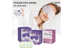 Customized Private Label Branded Iron Powder Blackout Travel Eye Masking Spa Heated Cute Sleeping Steam Eye Heat Mask Patch
