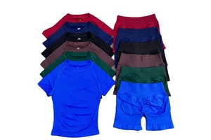 Solid Yoga Set Tight-Fitting Short-Sleeve Fitness Set Quick-Drying Outerwear Running Cycling Yoga Pants