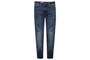 New Vintage Fashionable Design Men's Straight Mid Waist Slim Fit Breathable Stonewashed Patchwork Denim Jeans Custom Logo