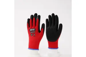 Natural Latex Crinkle Coated Gloves Cotton Knit Lining CE EN388 Non-Slip Textured Palm Industrial Safety Gloves