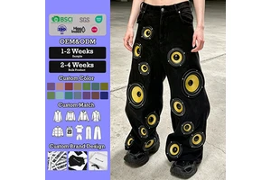 YSJY OEM Custom Hip Hop Clothes Streetwear Design Audio Printing Jeans Very High Quality Plus Size Denim Pants for Men