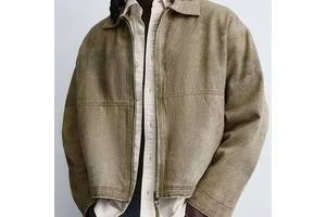 Oversized Vintage Denim Wash Jacket for Men Custom Men's Vintage Zip-up Worker Jacket Outdoor Twill Jacket