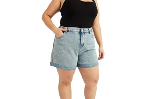 Women's High Waist Denim Shorts Straight Leg Regular Fit Floral Print Medium Wash Waterproof Casual Autumn 100% Polyester