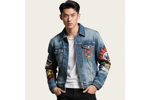 Denim Jacket with Custom Patches Denim Jacket with Custom Wash Denim Jacket with Custom Fit