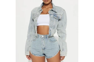 New Arrival Women's Vintage Denim Jacket Pant Set Casual Washed Regular Fit OEM Custom Design Wholesale Streetwear Spring Summer
