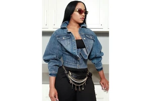 Fashion Trending Fall Trench Long Sleeve Denim Jacket Multi-wear Ladies Single Breasted Jeans Irregular Women's Coat