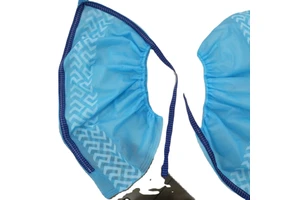Machine Made Cleanroom ESD Safe Disposable Non-woven Anti-skid Anti slip Shoe Cover With Conductive Strip Blue Color