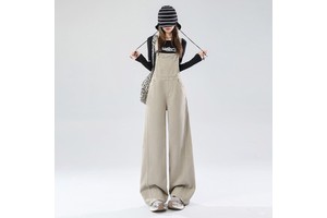 Age-defying Skinny Denim Overalls for Women Lolita Style High-waisted Slimming Loose Casual Jumpsuit Washed Solid 100% Cotton