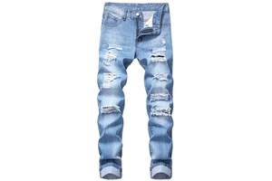 Men's Casual Washed Mid Rise Straight Blue Denim Jeans 100% Cotton Premium Quality Stretch Eco-Friendly Anti-Wrinkle GOGYAL