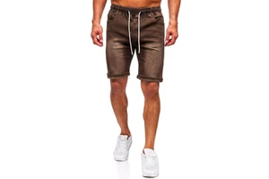 Men's Vintage Embroidered Denim Shorts Summer Slim Fit Casual Gym Running Eco-Friendly Washed