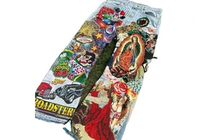 AeeDenim Men's Hip Hop Y2k Personalized Customization Streetwear Wide Leg Denim Pants Embroidered Colorful Patchwork Jeans