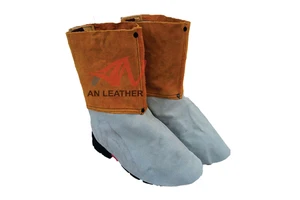 Comfortable Welding Safety Shoe Cover Leather Leg Guard Anti-Static Protection for Stitched Heat Resistant 150C