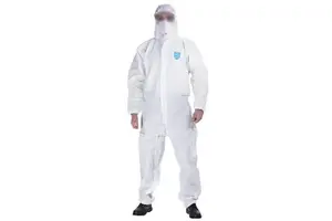 CE TYPE5 Type6 Accepted White PP Microporous Disposable Anti-Static Fully Encapsulating Hazmat Suits Breathable HIGUARD HG6910