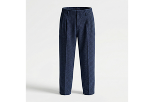 Mens Casual Denim Pleated Trousers 100% Cotton Summer Straight Mid Waist Zipper Fly Business Office Wear Mens Jeans Pant
