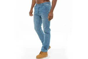 Men's Customizable Plus Size High-Waisted Slim Straight Jeans with Logo Design