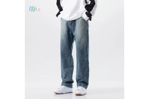 Custom Vintage Design Wash Black Blue Stacked Straight Grande Taille Jeans Pour Hommes Baggy Denim Pants Jeans for Men