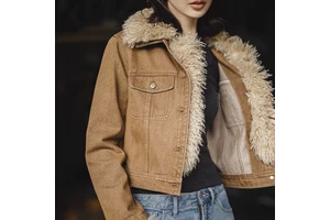 Denim Jacket Women Maden Women's Washed Denim Jacket Short Crop Coat Detachable Fur Collar Workwear Winter 2026 Trending Product