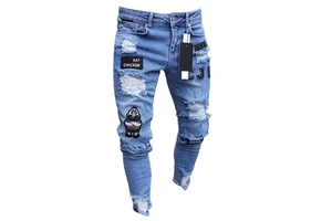 Multi-Colors Men's Denim Jeans Pants Trousers Top Quality Mens Jeans Knee Hole Zipper Pants Foreign Trade Men's Denim Trousers