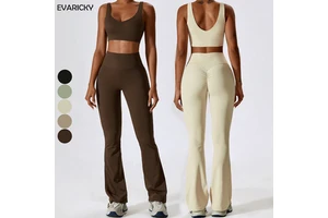 Yoga Pants Sets 2 Piece V Shaped Backless Active Wear Custom Woman Activewear Manufacturer New Flare Leggings Gym Yoga Sport Set