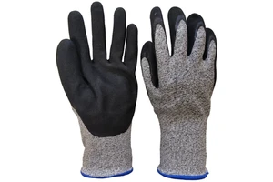 HPPE Level 5 Anti-Cutting Nitrile Anti-Slip Waterproof Ambidextrous Safety Gloves Cut Resistant Heavy Duty Work Gloves 27CM