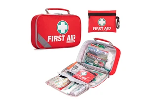 258 Piece Set First Aid Emergency Kit Red Workplace First Aid Kit For Travel Vehicle Outdoor Camping